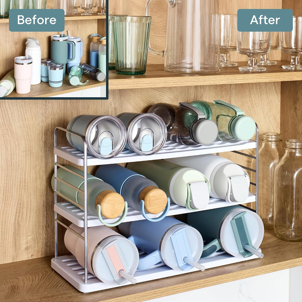 YouCopia UpSpace 12 Water Bottle Organizer, Adjustable Tumbler Cabinet Rack