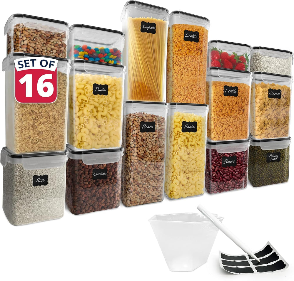 Reli. Pantry Organizers & Storage | Food Containers with Lids, 16 Sets