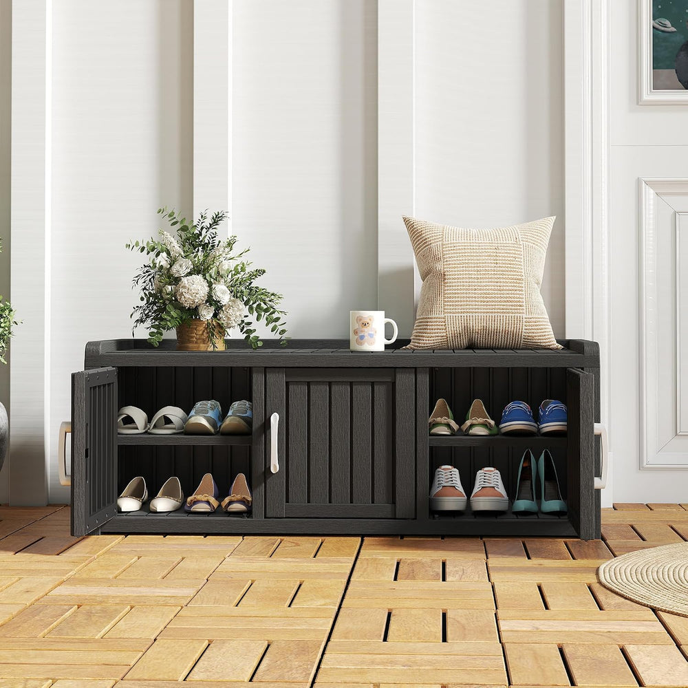 NUNU LAB Shoe Storage Cabinet, Waterproof Shoe Organizer with Adjustable Shel...