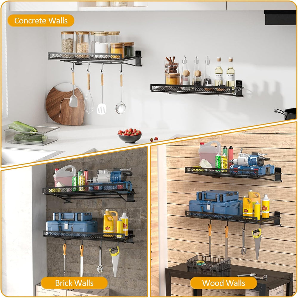 BABKAS 4 Pack Garage Wall Shelving,16.5" x 12.2" Garage Shelving Wa...