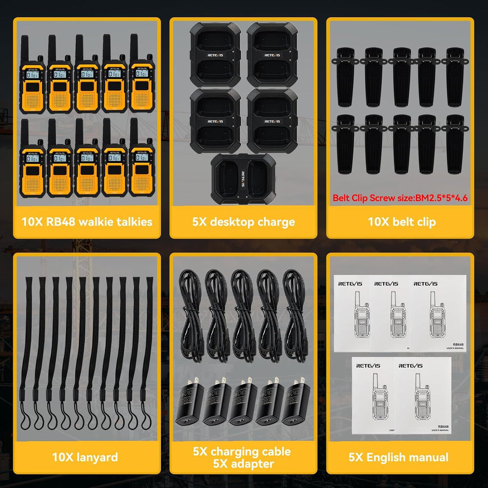 Retevis RB48 Heavy Duty Walkie Talkies for Adults,Long Range Two Way Radios