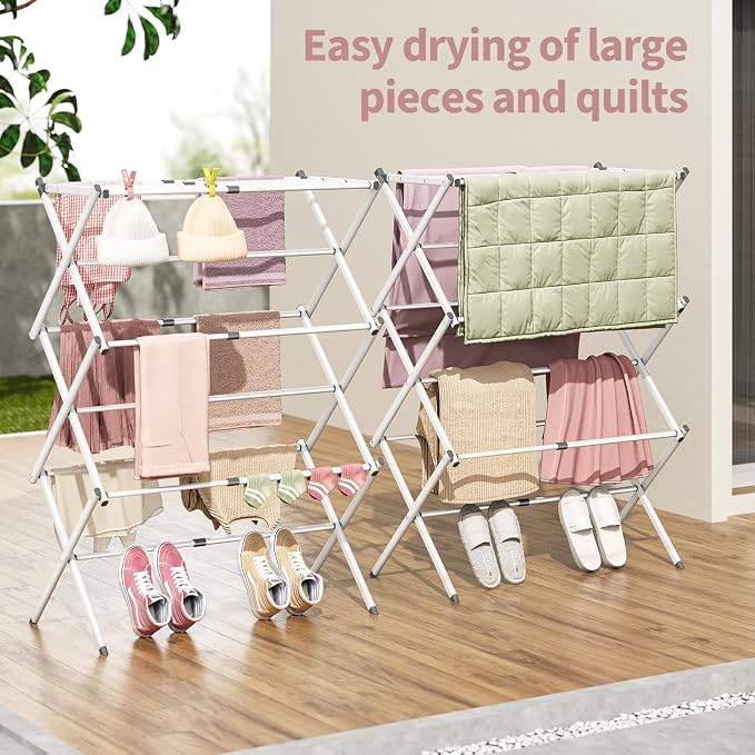APEXCHASER Clothes Drying Rack, 3-Tier Laundry Drying Rack