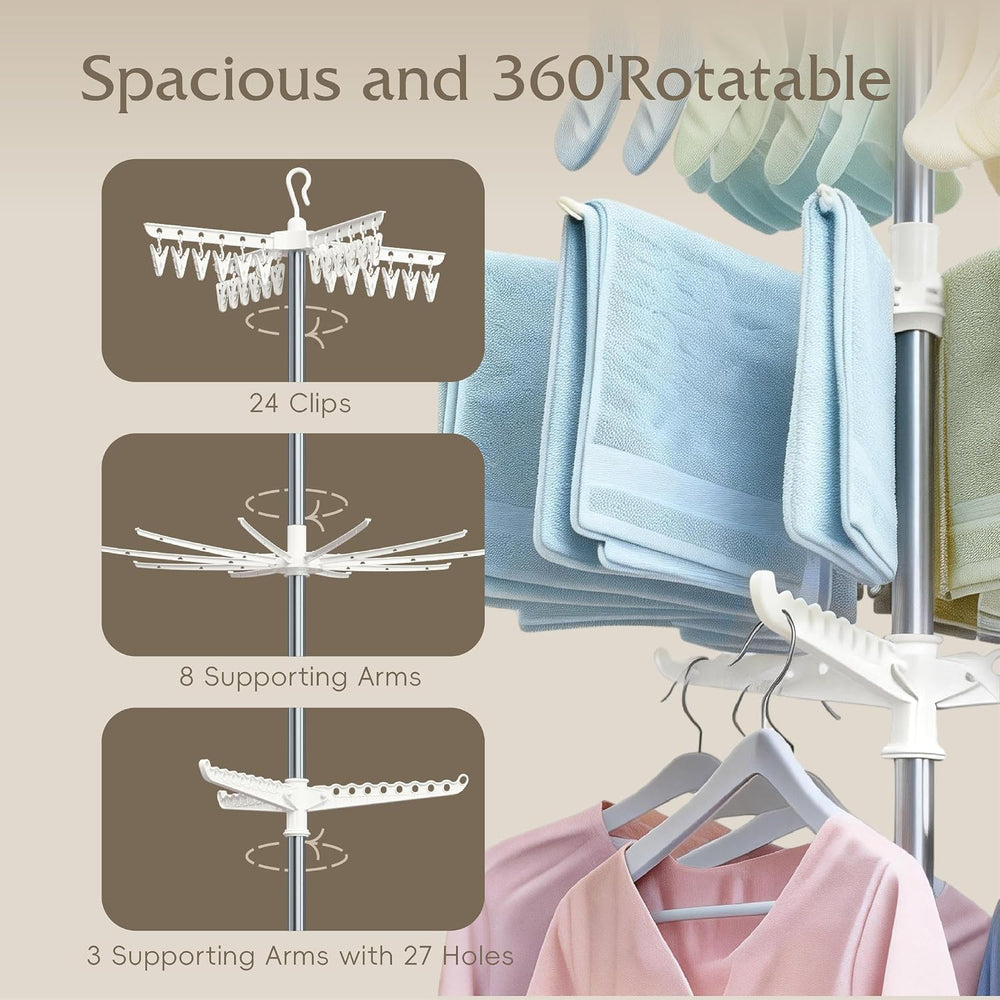 Beaudaily Clothes Drying Rack, Foldable 79.5-Inch Laundry Drying Rack,3 Tie, ...