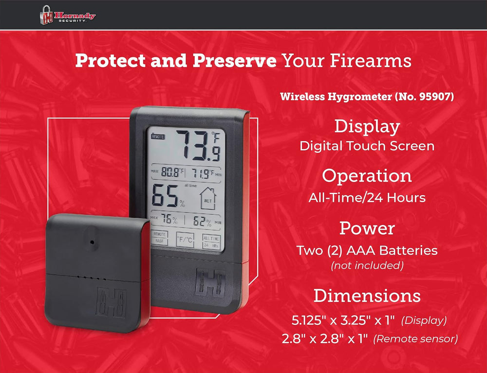 Hornady Wireless Hygrometer, 95907 - Includes a Remote Base & Digital Tou...