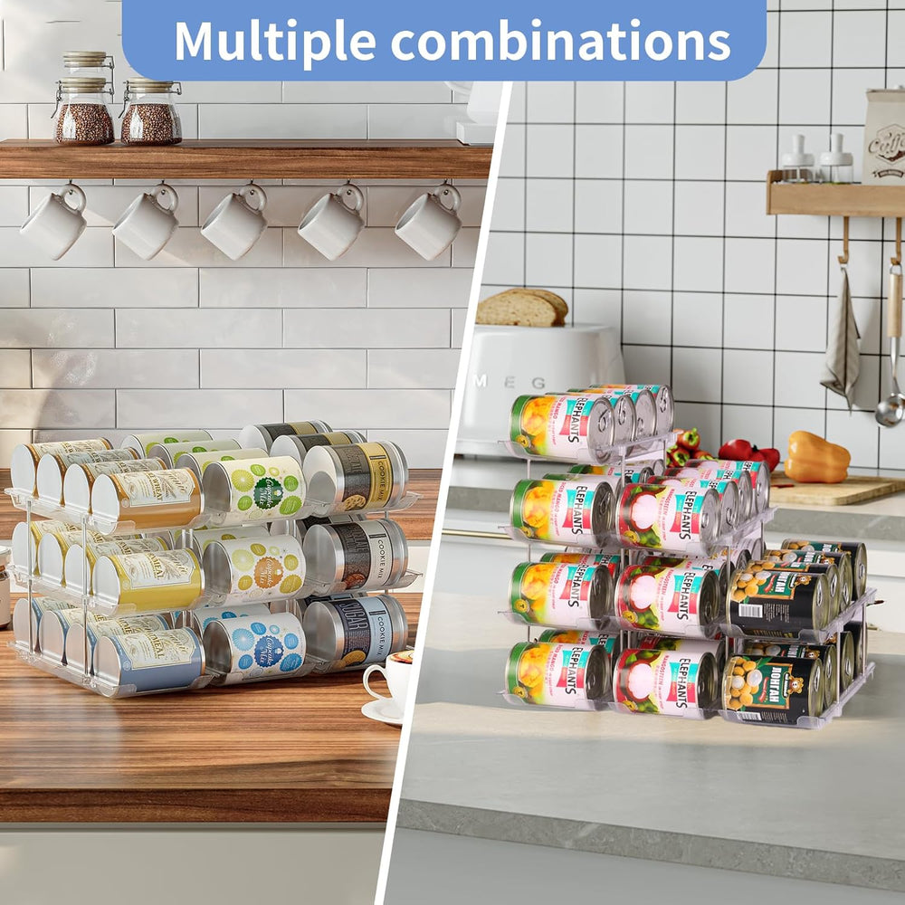 2 Pack 3-Tier Can Organizer for Pantry, Stackable Can Storage Rack