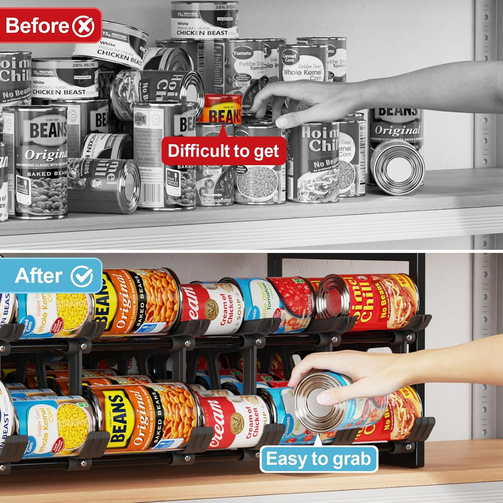 iSPECLE Can Organizer for Pantry - Auto-Rolling, Expands to Hold 60 Cans
