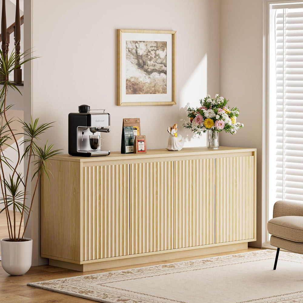 Lulive 63" Fluted Buffet Cabinet with Storage Sideboard Modern Credenza