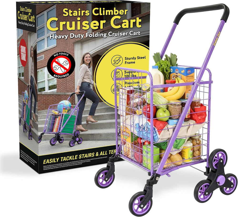 dbest Products Stair Climber Cruiser Cart Shopping Grocery Rolling Folding La...