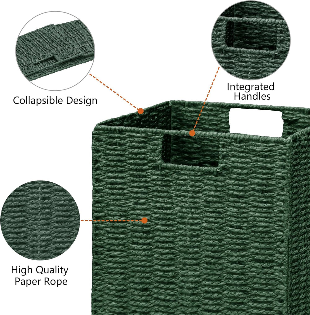 Vagusicc Wicker Storage Basket, Set of 2 Hand-Woven Paper Rope Wicker Baskets...