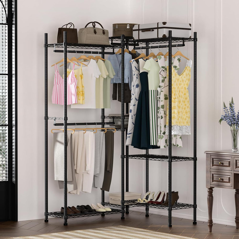 Garment Rack Heavy Duty Clothes Rack Adjustable Freestanding Metal Portable W...