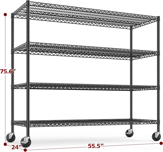 REIBII 55.5''W Heavy Duty Metal Shelves (4PCS)