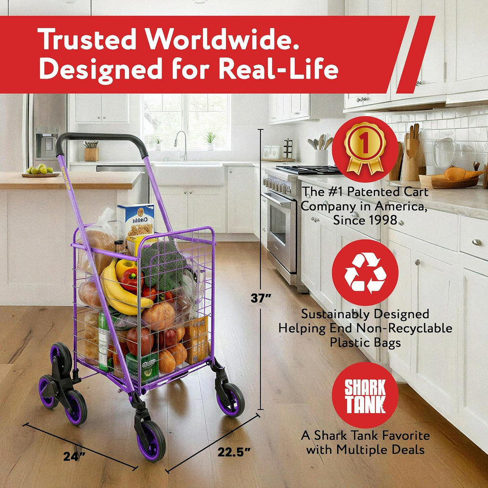 dbest Products Stair Climber Cruiser Cart Shopping Grocery Rolling Folding La...