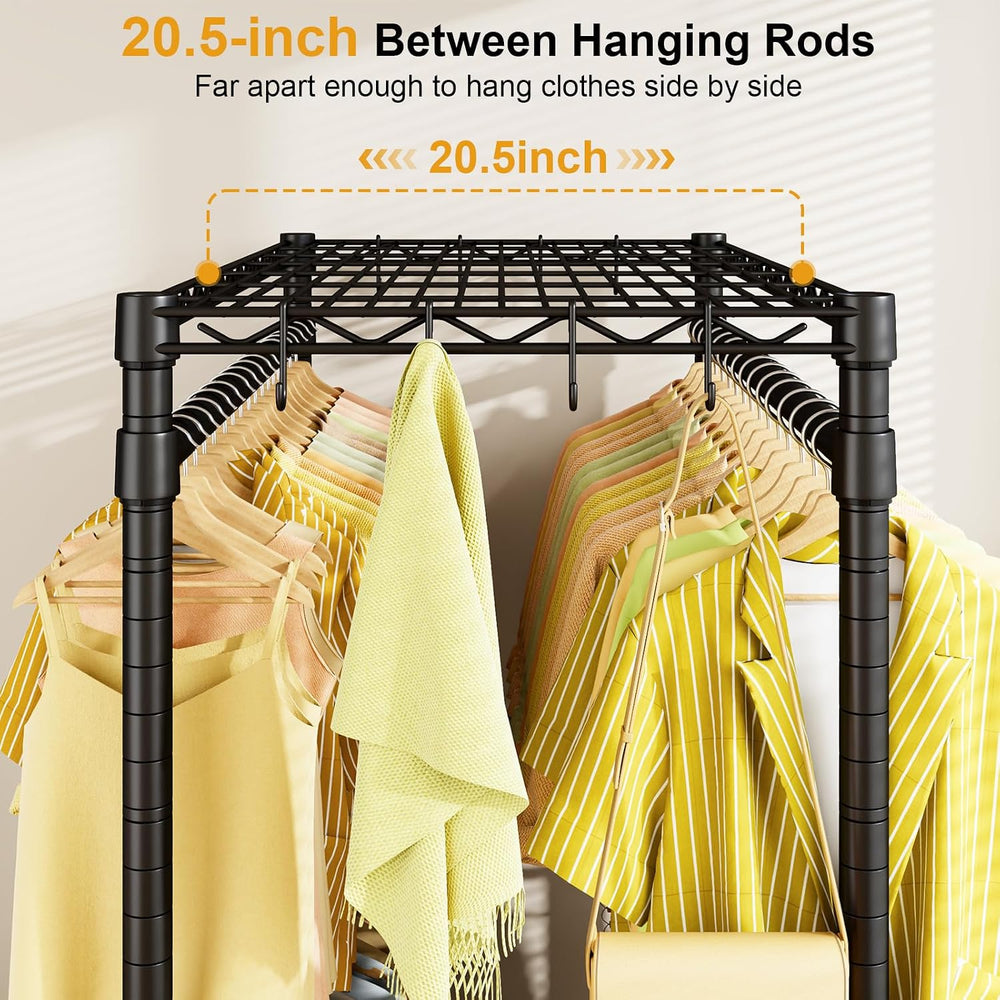 ULIFHOME P4 Rolling Clothes Rack, Clothing Racks for Hanging Clothes, Black