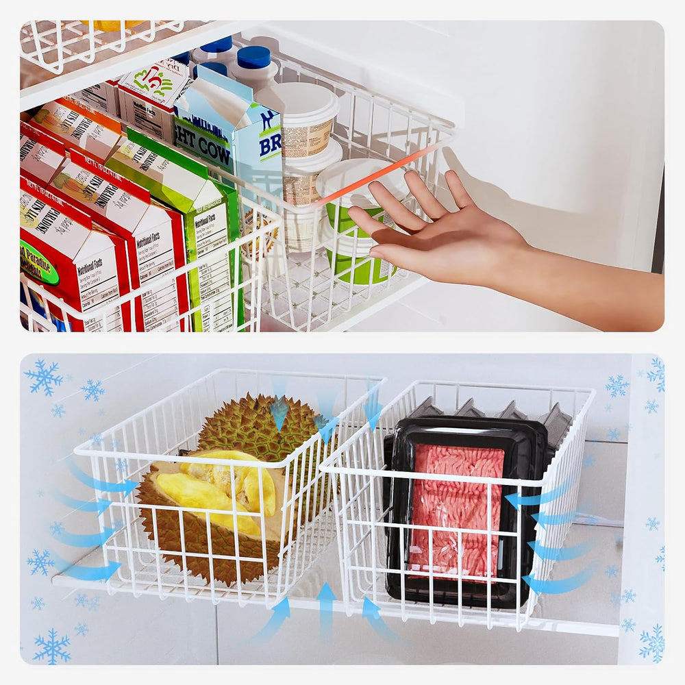 Orgneas Upright Freezer Organizer Bins Metal Wire Storage Container Basket