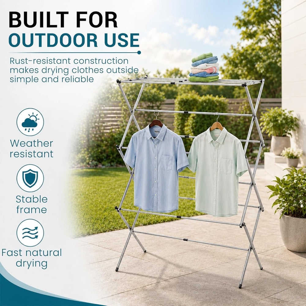 HOMION 3 Tier extendable Clothes Airer Dryer Indoor Outdoor Metal Laundry Dry...