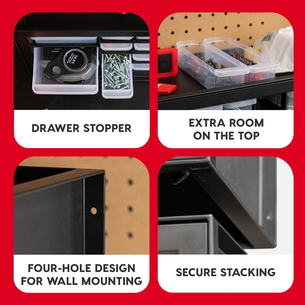 IRIS USA 26-Drawer Teacher Toolbox, 2 Pack, Craft Storage Drawers, Black