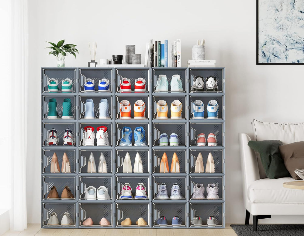 SIMPDIY XL Clear Shoe Storage Boxes, Stackable Shoe Organizer for Closet