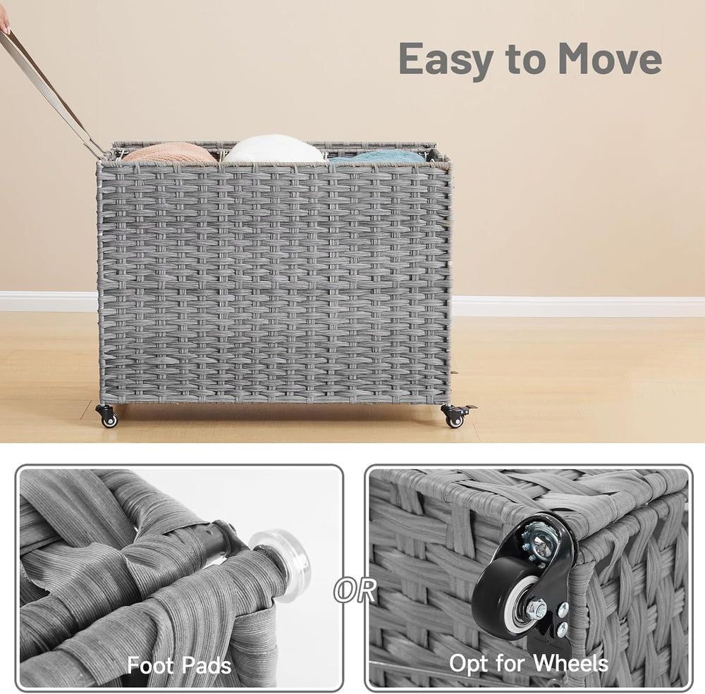 Laundry Hamper with Wheels, 52.8 Gallon(200L) Rolling Laundry Basket with Lid...