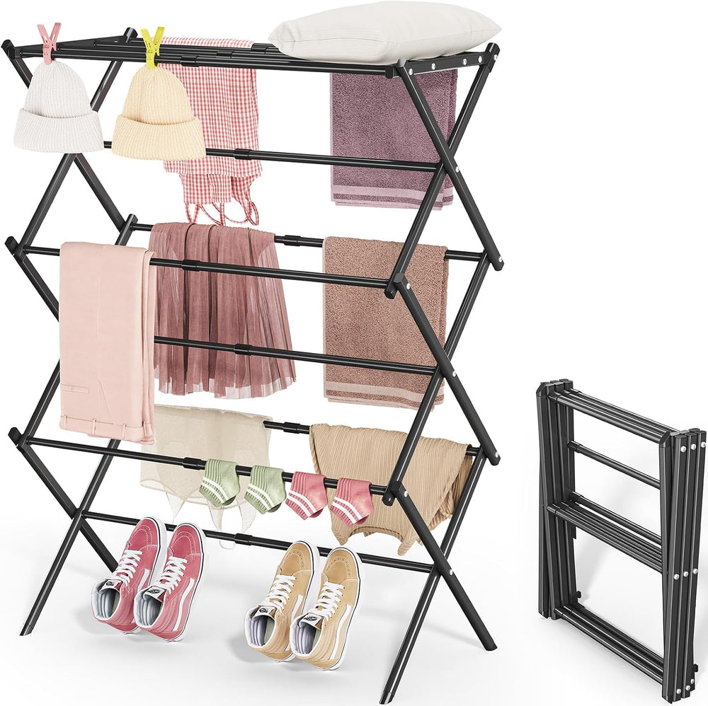 APEXCHASER Clothes Drying Rack, 3-Tier Laundry Drying Rack