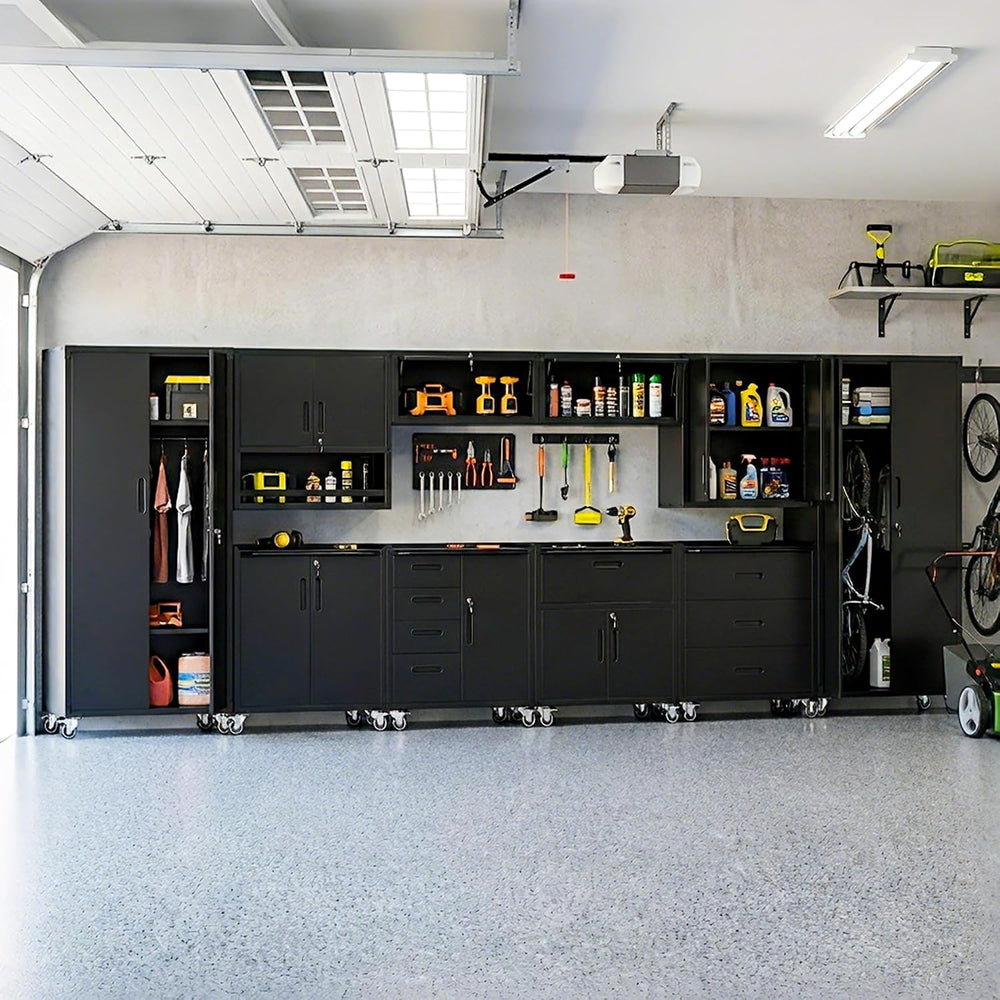 10-Piece Heavy Duty Steel Garage Cabinet System | All-in-One Modular Garage C...