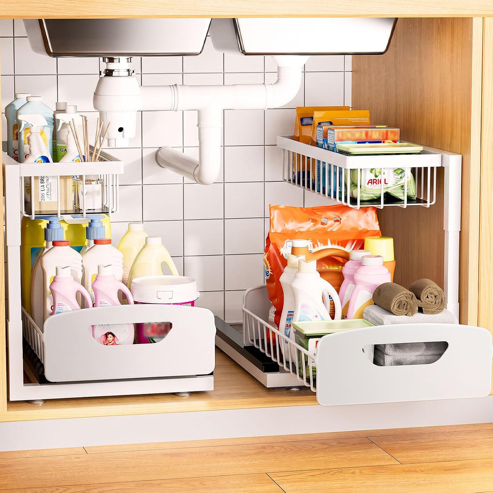 AIDIAM Under Kitchen Sink Organizer, Metal Pull Out Bathroom Organizers and S...