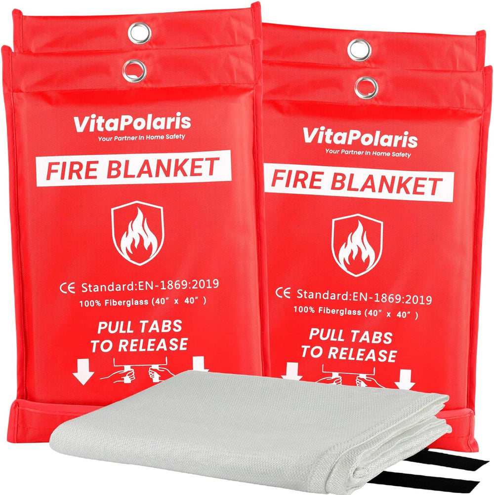 Heavy-Duty Emergency Fire Blanket, 4 Pack – Fireproof Fiberglass Blanket for ...