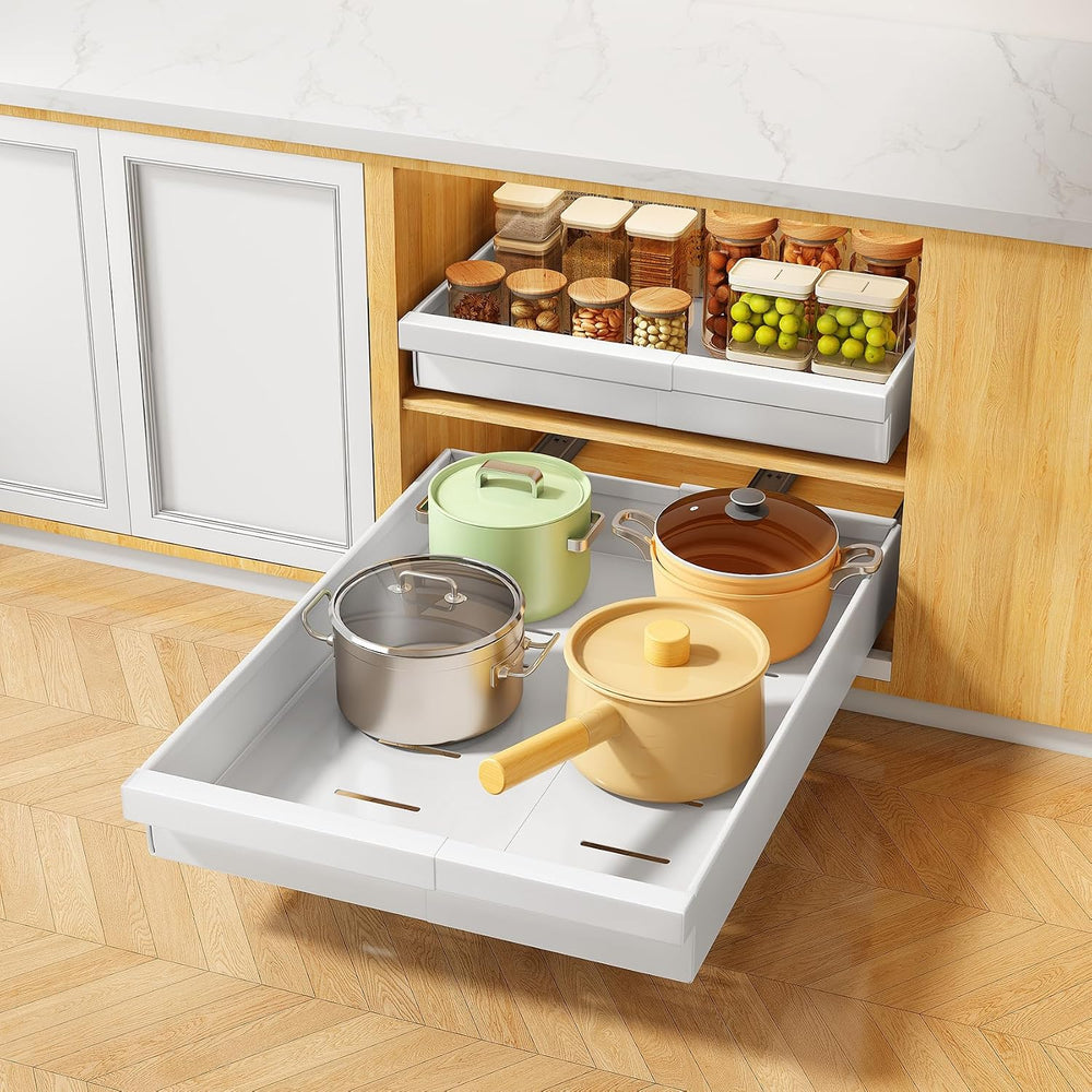 PXRACK Pull out Cabinet Organizer, 2-Pack Expandable(9"-14.2") Sild...