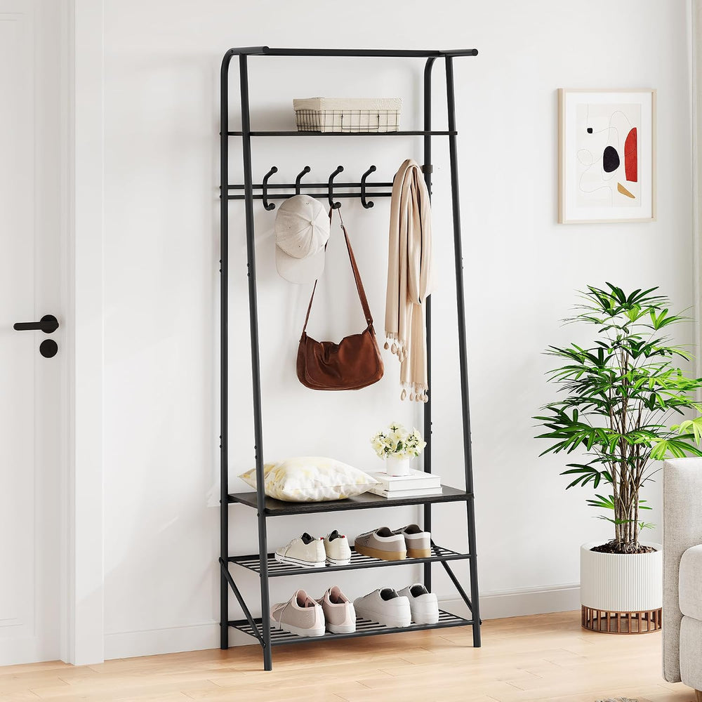 Takywep Entryway Hall Tree with Bench and Shoe Storage, 5-Hook Coat Rack with...