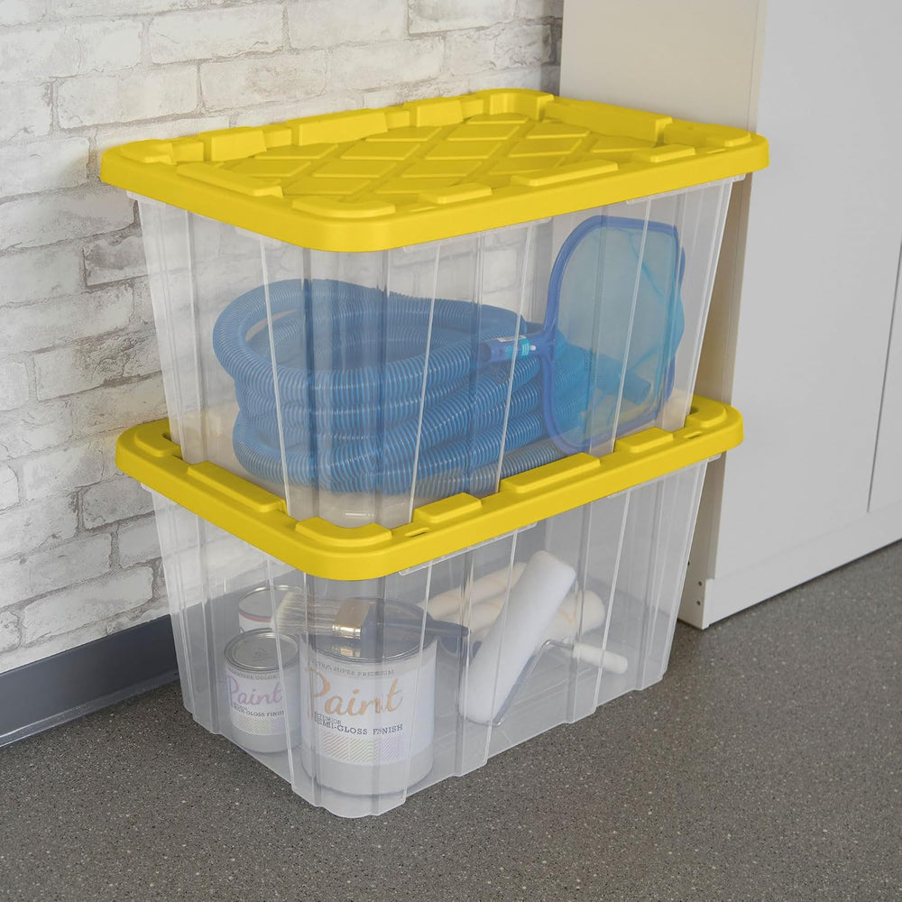 Sterilite Industrial Storage Tote with Lids for Garage, 27 Gallon, 8-Pack