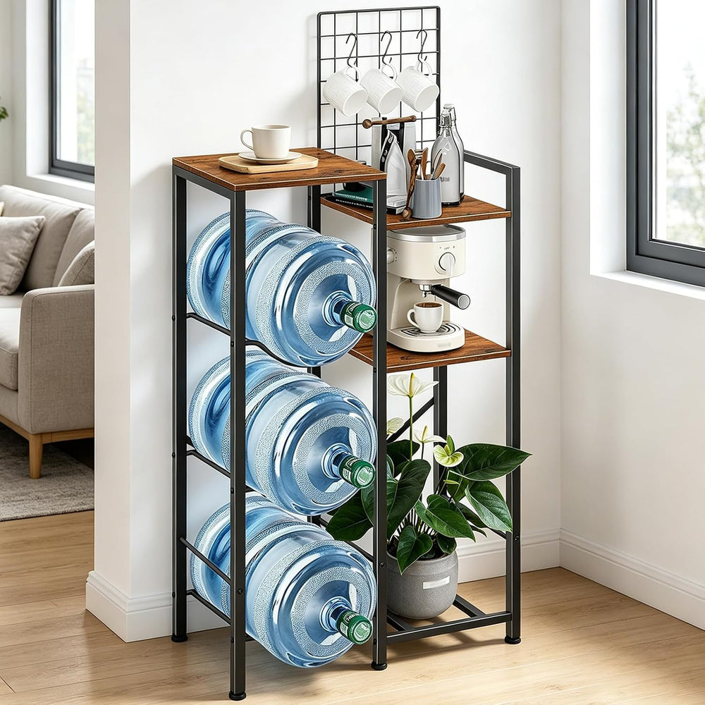 5 Gallon Water Jug Holder Tall Water Bottle Holder with Storage Shelves