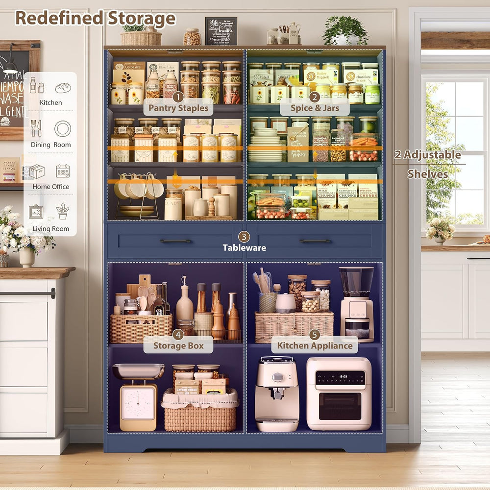 HOSTACK 71" Tall Kitchen Pantry Storage Cabinet with Doors & Shelves...