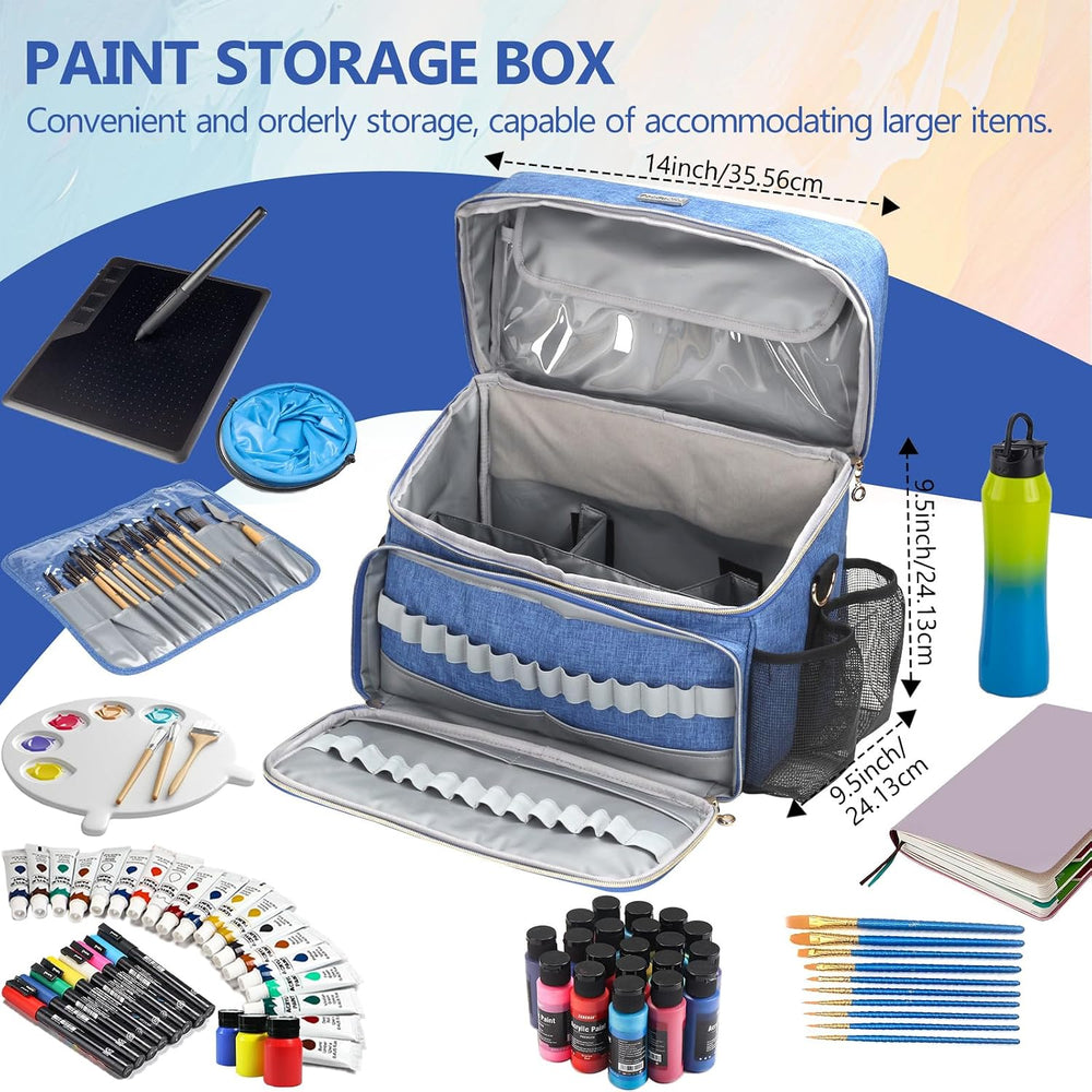 Art Supplies Organizer Storage Bag with Detachable Paint Brush Holder & P...
