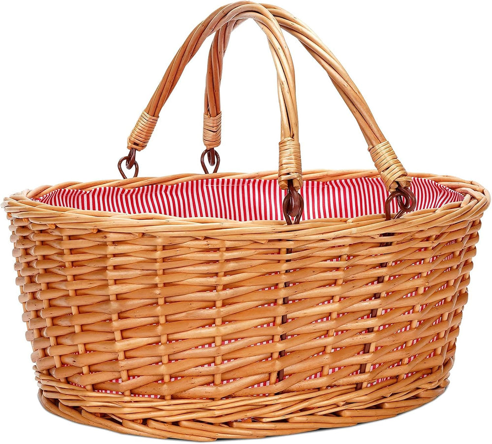 Large Wicker Basket with Handle, Empty Willow Basket,16 Inch,Red