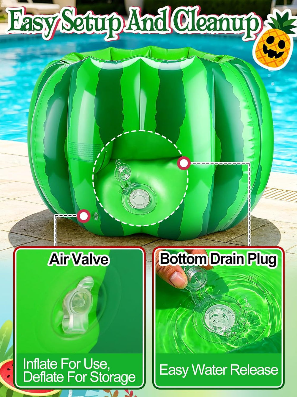 Cosweet Halloween Watermelon Ice Bucket for Party Supplies Drinks, 30"x2...