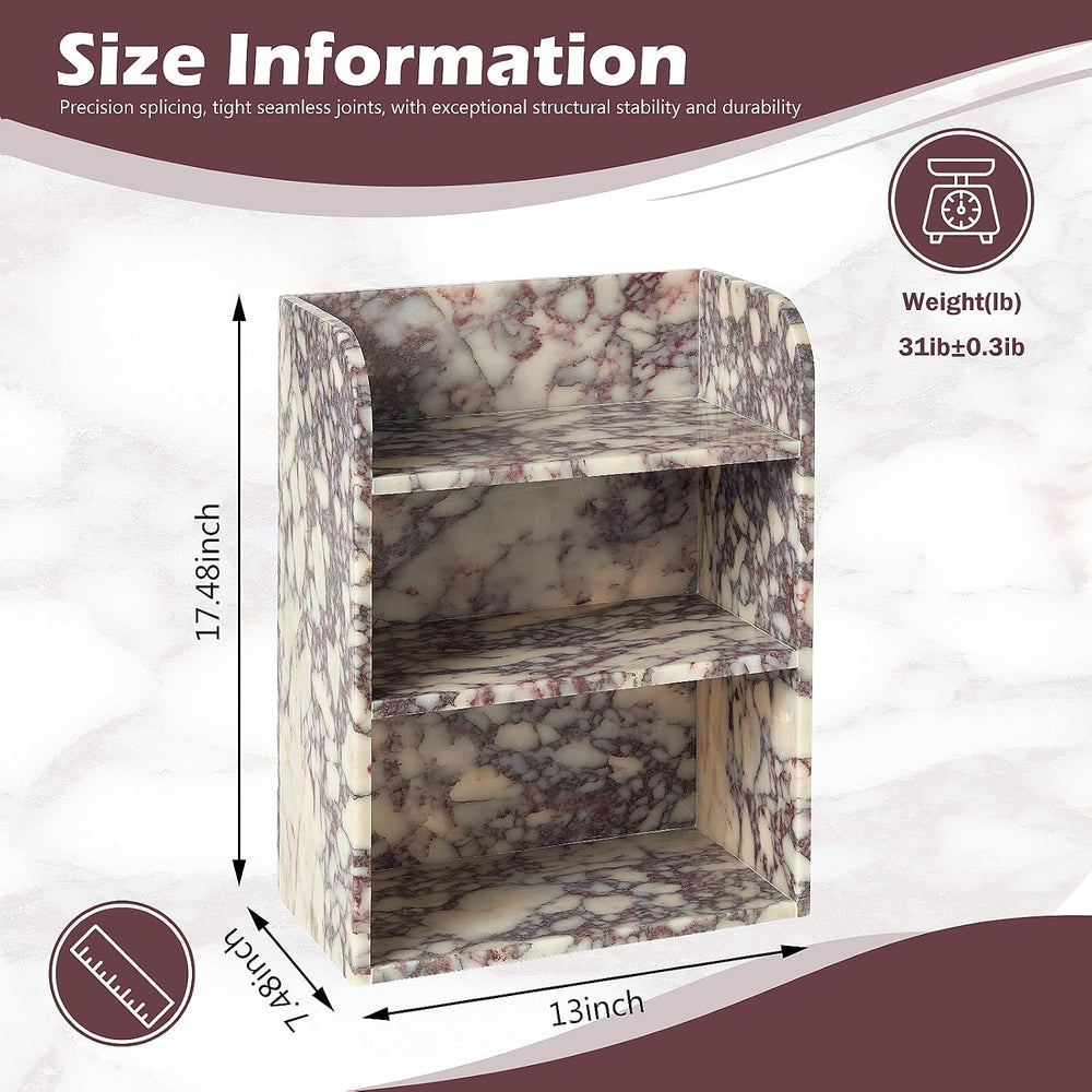 Luxury Natural Marble Shelf, Tall 3-Tier Bathroom Counter Organizer Display