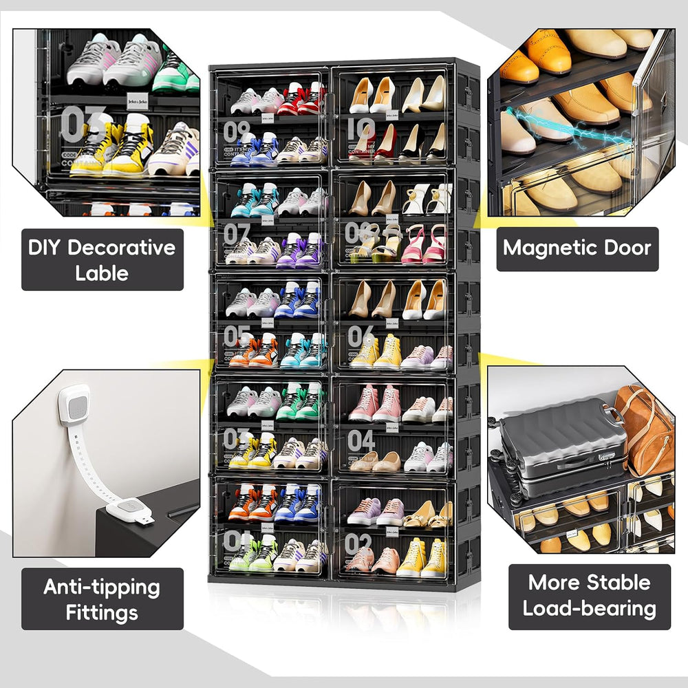 JEKO&JEKO 9 Tiers Foldable Boot Storage Shoe Rack Cabinet for Closet Entr...