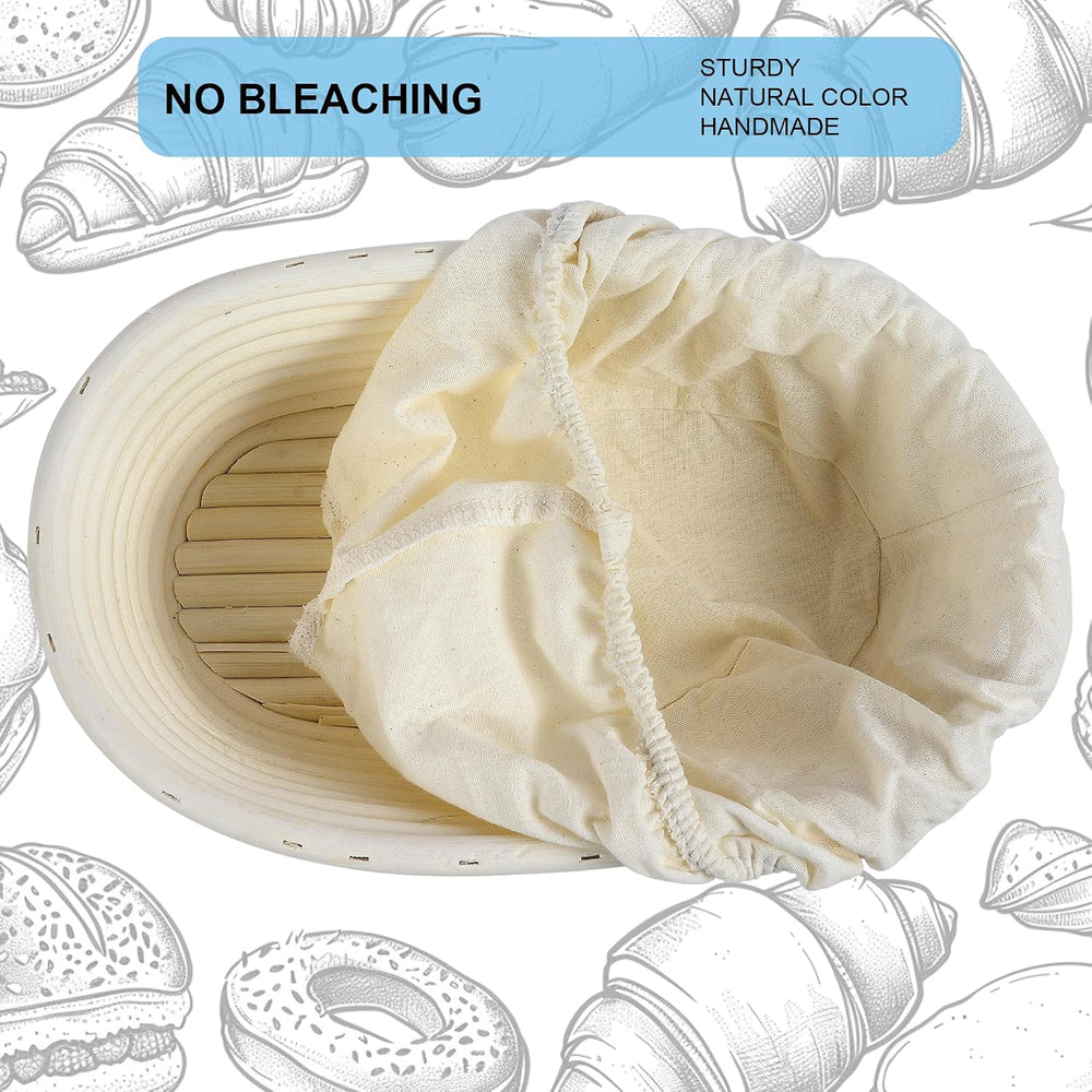 3Pcs Banneton Bread Proofing Basket, 10 inch Oval Banneton Basket,Sourdough P...