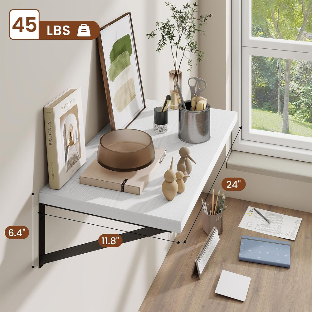 Deep Wall Shelves 24"W x 12"D Engineered Wood Floating Shelves for ...
