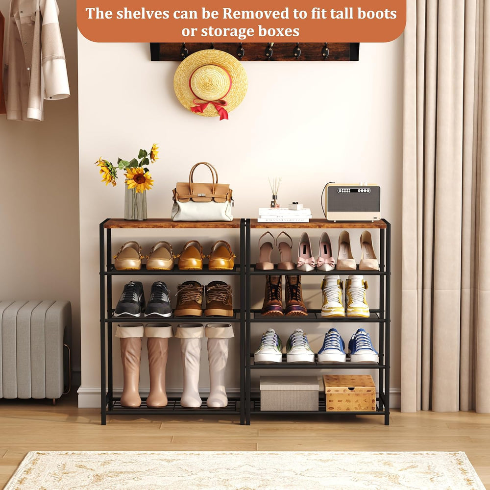 HOMEFORT 5-Tier Shoe Rack, Shoe Storage Shelf with MDF Top Board, Shoe Rack O...