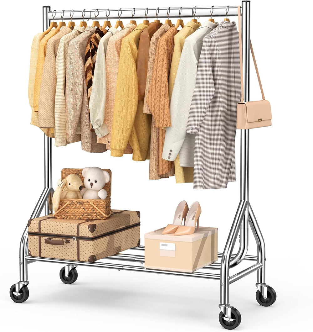 EAGMAK Heavy Duty Clothes Rack Load 420 LBS, Rolling Garment Rack with Lockab...