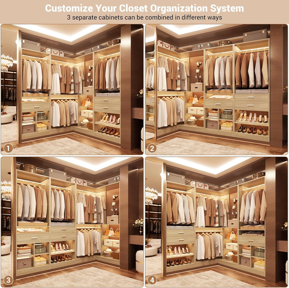 Unikito 86" Corner Closet System, Modular Closets Organizer with 4 Hangi...