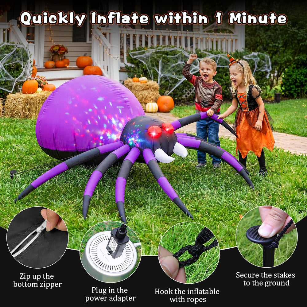 6 FT Halloween Inflatable Spider Outdoor Decoration with Bright LED Lights