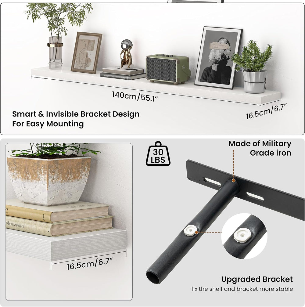Heimlove 55 Inch Floating Shelves for Wall,Extra Long Mounted Storage wall Sh...