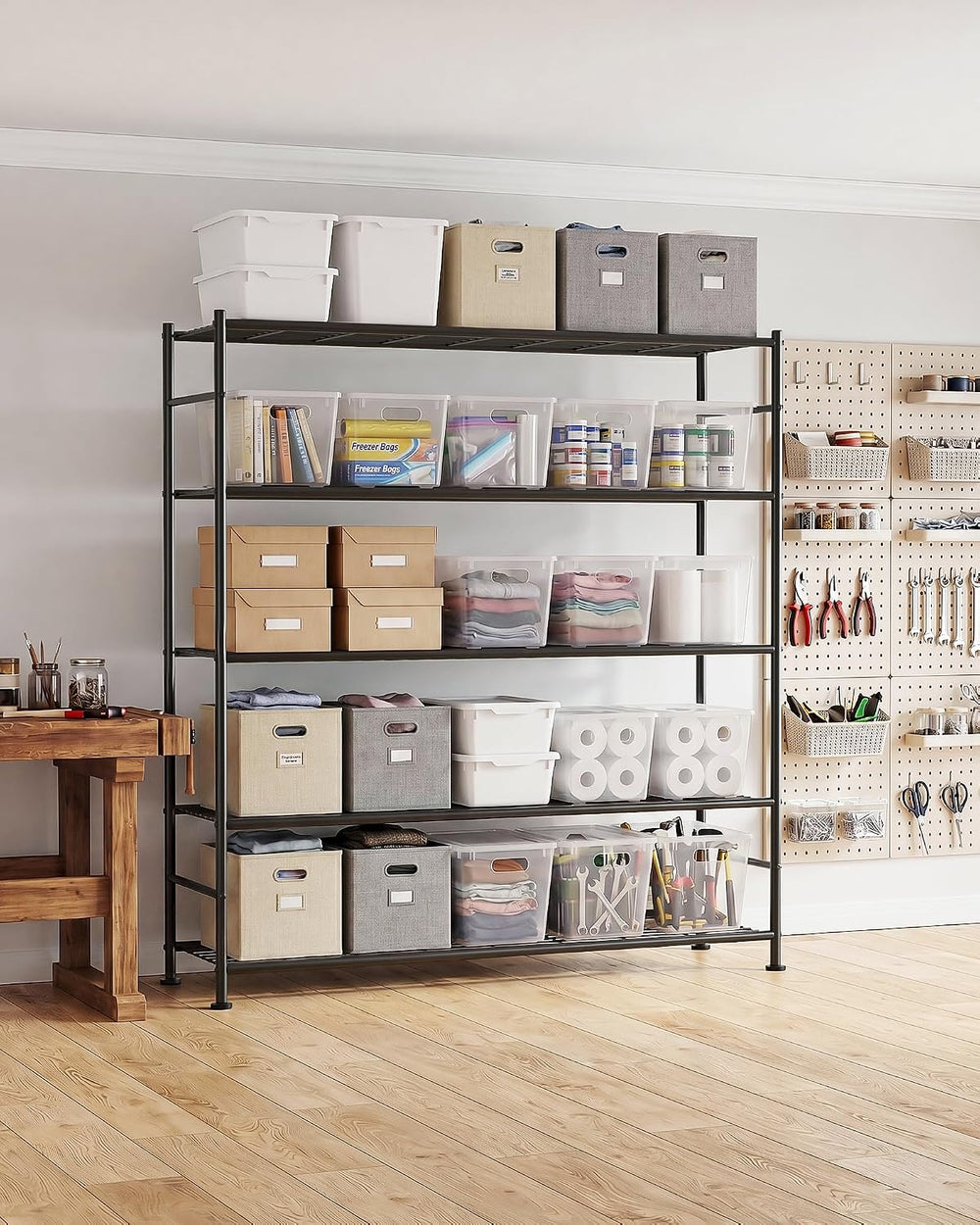Sakugi Garage Shelving, 5-Tier Storage Shelves, 47.5"x12.5"x61&quot...