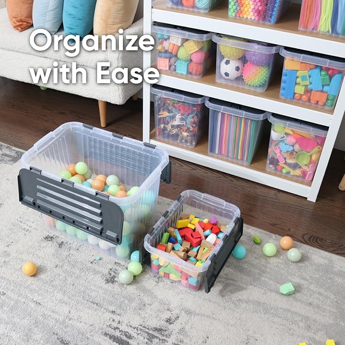 Superio Storage Bins with Lids, Stackable Totes, BPA Free, Odor Free, Organiz...