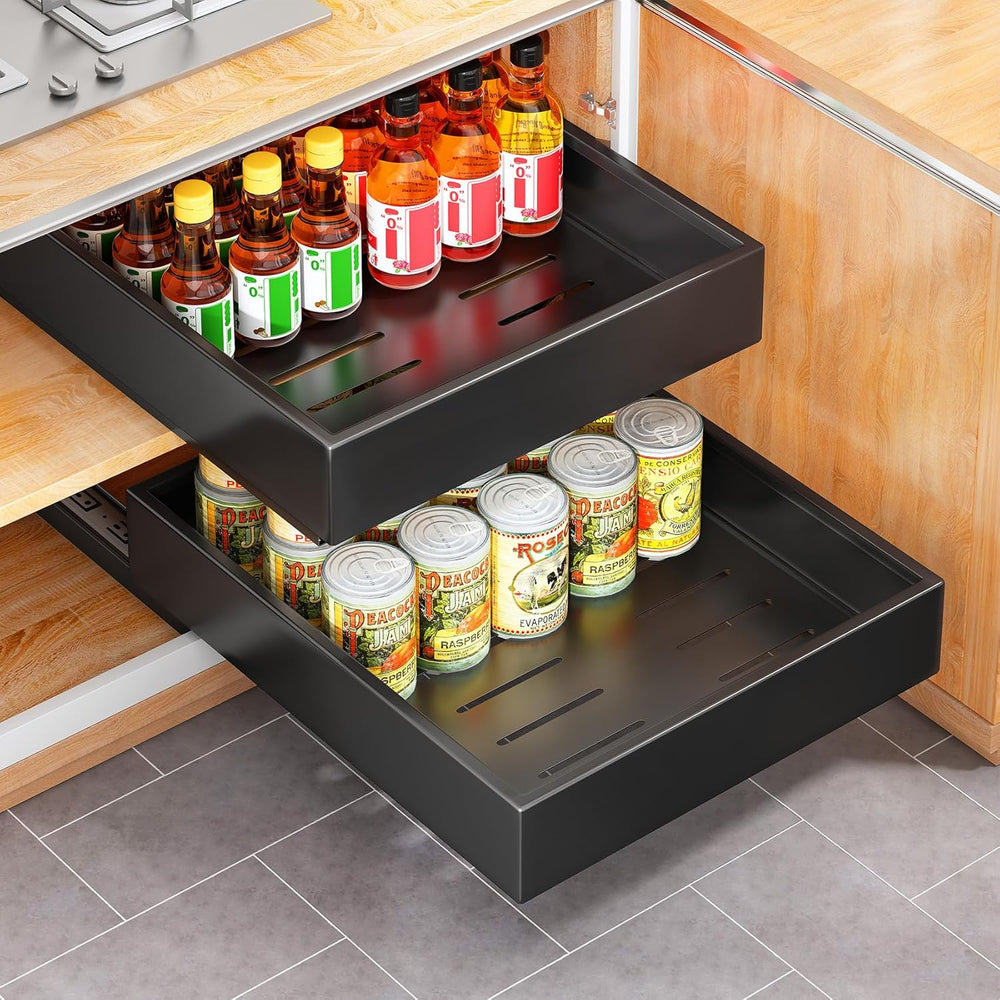Pull out Cabinet Organizer, 21"Deep, Heavy Duty Full-Extension Slide out...