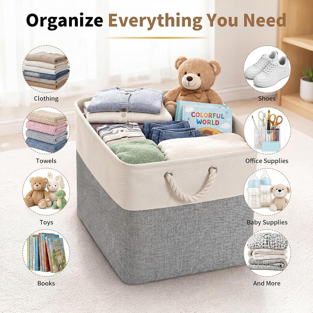 13×15×13 Inch Foldable Fabric Storage Basket with Handles (6 Pack)