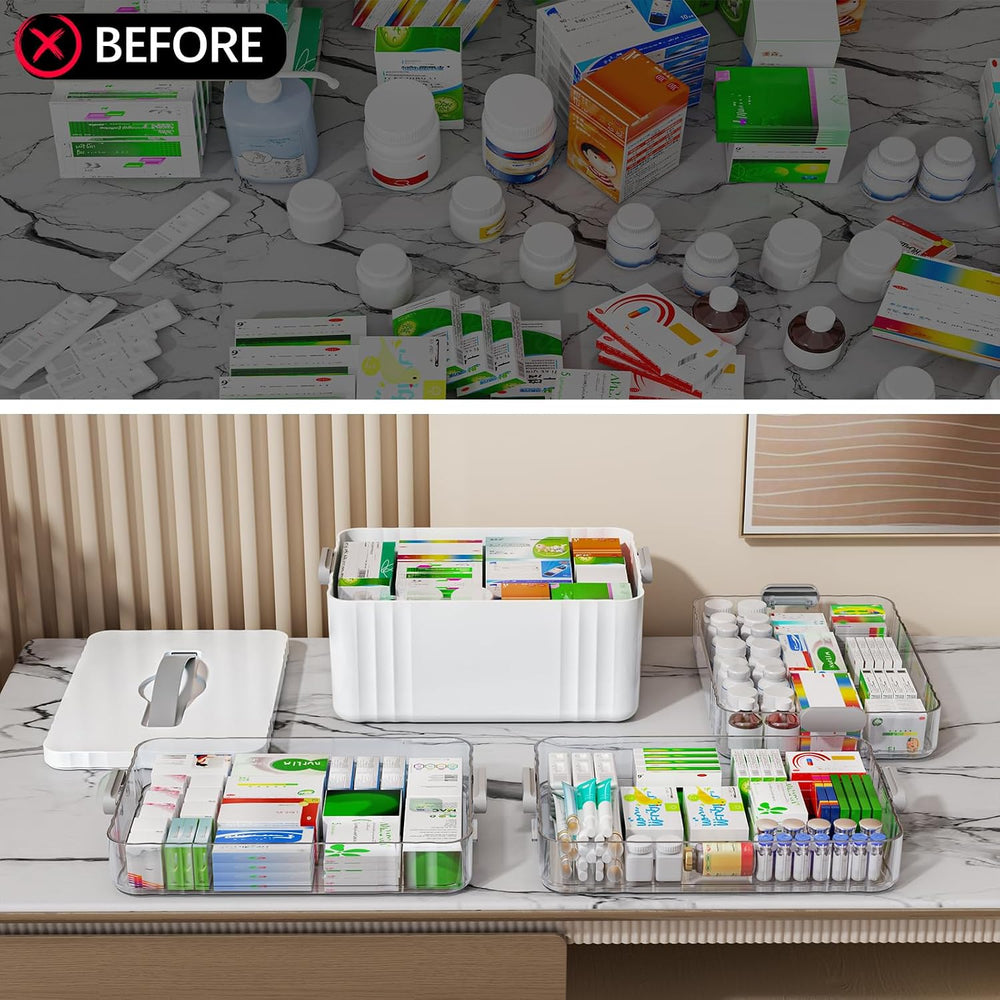 4-Tier Medicine Organizer - Portable Medicine Cabinet with Handle
