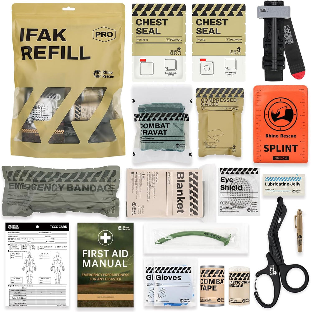 RHINO RESCUE IFAK Refill Kit 17Pcs First Aid Kit with CAT Gen-7 Tourniquet