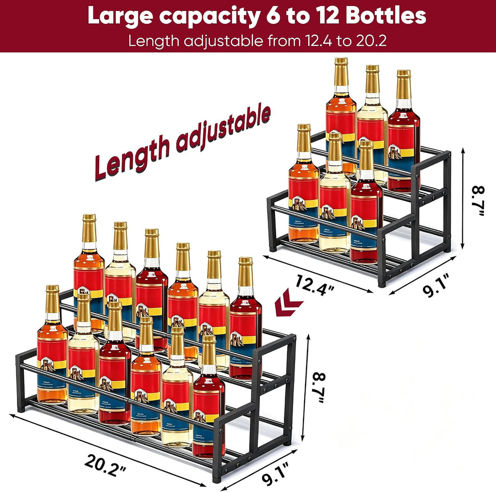 Expandable 2‑Tier Coffee Syrup Rack, Adjustable Syrup Organizer Holds 6-12 Bo...